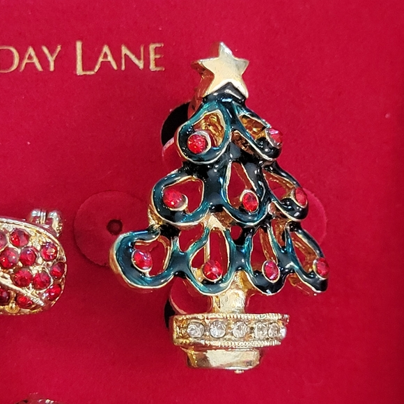 Macy's Holiday Lane Brooch Set ~ NIB ~ Christmas Tree Bow Candy Cane ~ Cute! - Picture 12 of 14